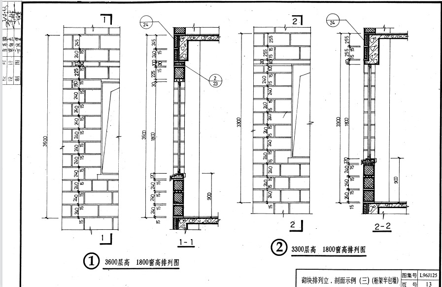 鲁L96J125 加气混凝土砌块墙体构造（用于非承重墙）