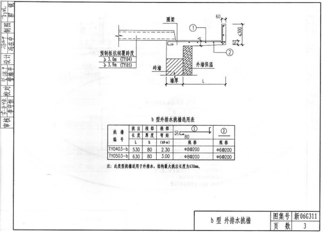 新06G311 钢筋混凝土挑檐、雨蓬