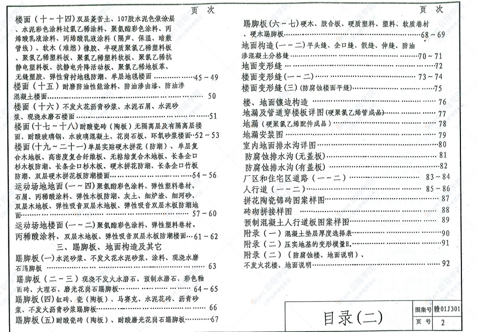 赣01J301楼地面图集