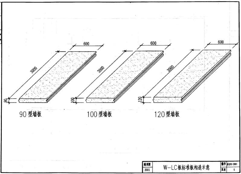 苏J03-2001 W-LC轻质高强镁质复合墙板构造图集