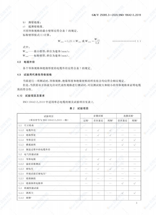 GBT 25085.3-2020 道路車輛 汽車電纜 第3部分：交流30V或直流60V單芯銅導(dǎo)體電纜的尺寸和要求