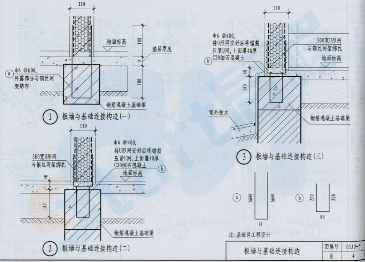 05J3-5-钢丝网架水泥聚苯乙烯夹心板墙
