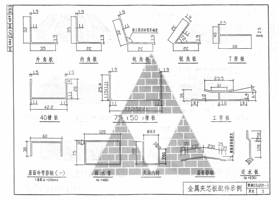 西南03J201-3 屋面(第三分册)金属夹芯板、金属压型板、采光玻璃屋面