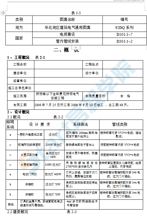 某室外景观亮化工程施工方案