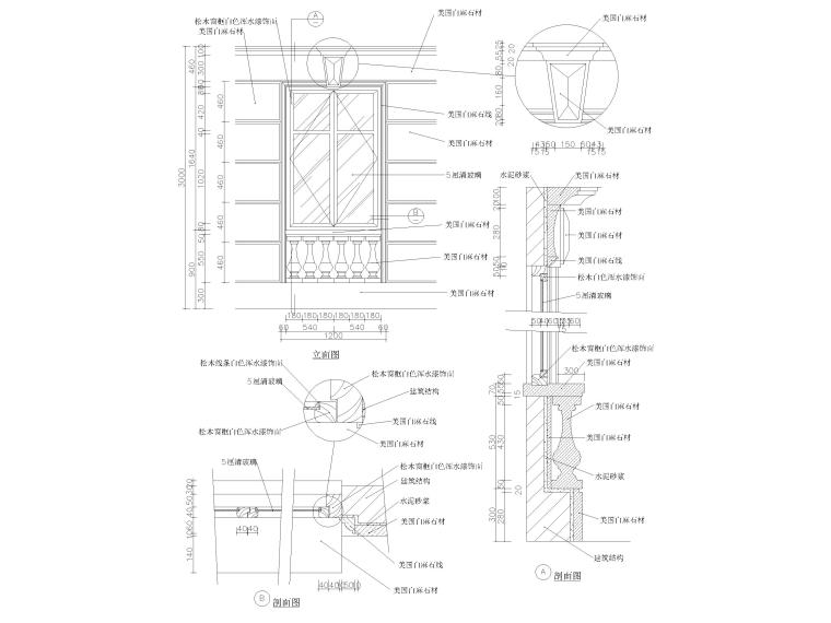 46个欧式门窗节点大样详图​