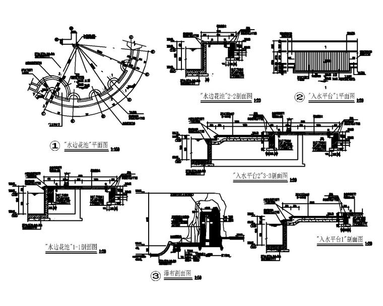 53套泳池喷泉跌水浴场CAD施工图纸
