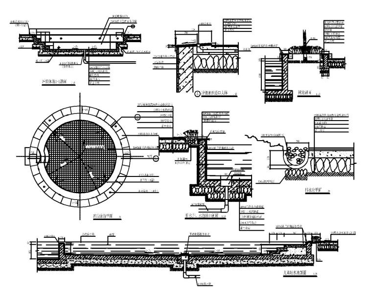 53套泳池喷泉跌水浴场CAD施工图纸
