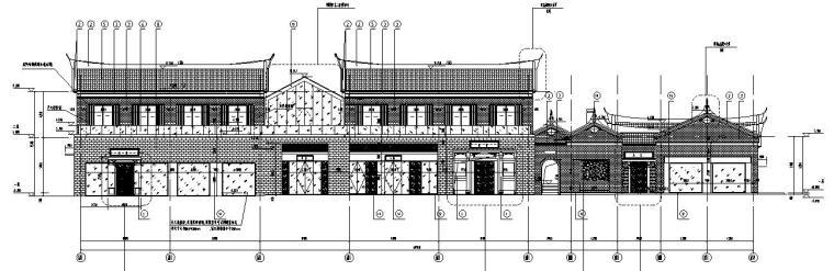 二层古建商业混凝土结构施工图CAD含建筑图