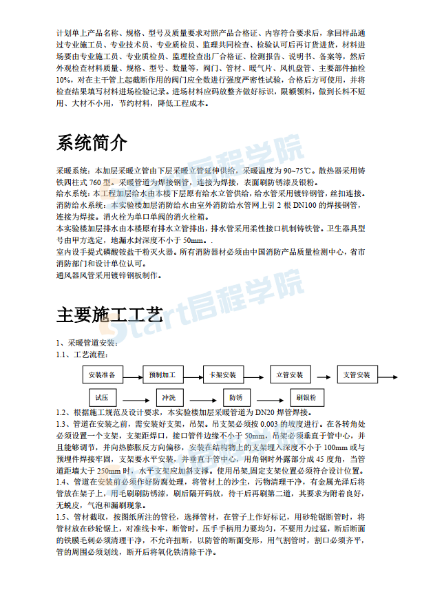 某學(xué)院實驗樓暖通工程施工方案