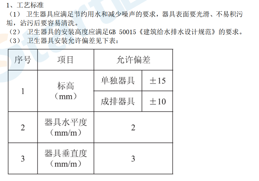 地漏及衛(wèi)生器具安裝施工工藝標準