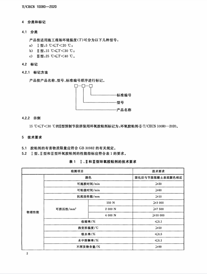 TCECS 10080-2020 預(yù)制節(jié)段拼裝用環(huán)氧膠粘劑