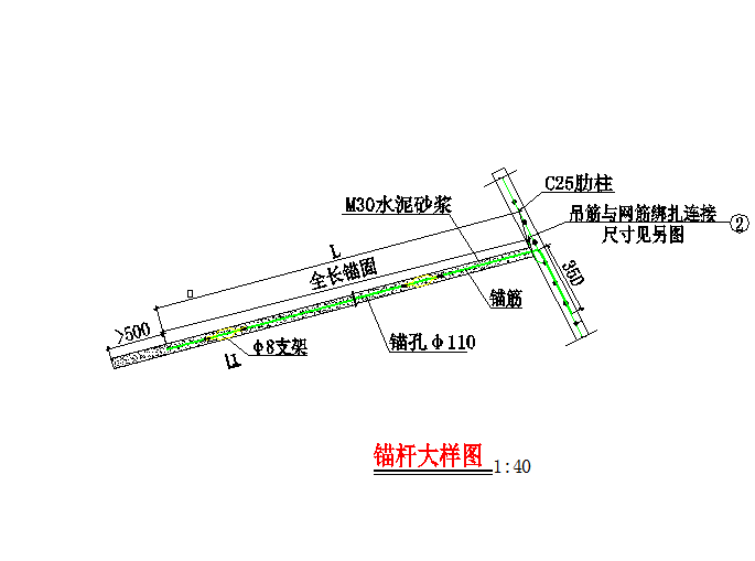 20米高邊坡板肋式錨桿擋墻支護(hù)施工圖