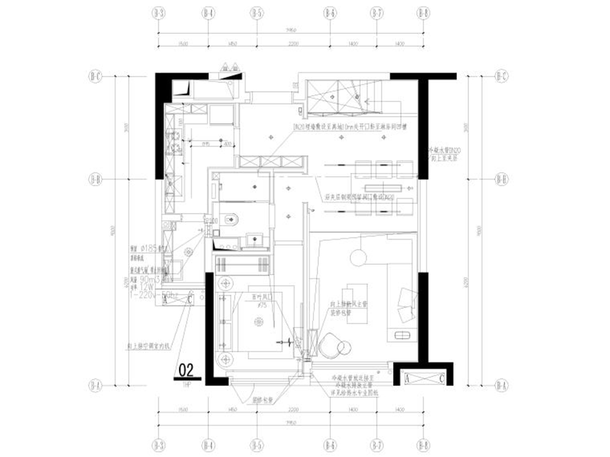 樣板間銷售中心首層暖通施工圖