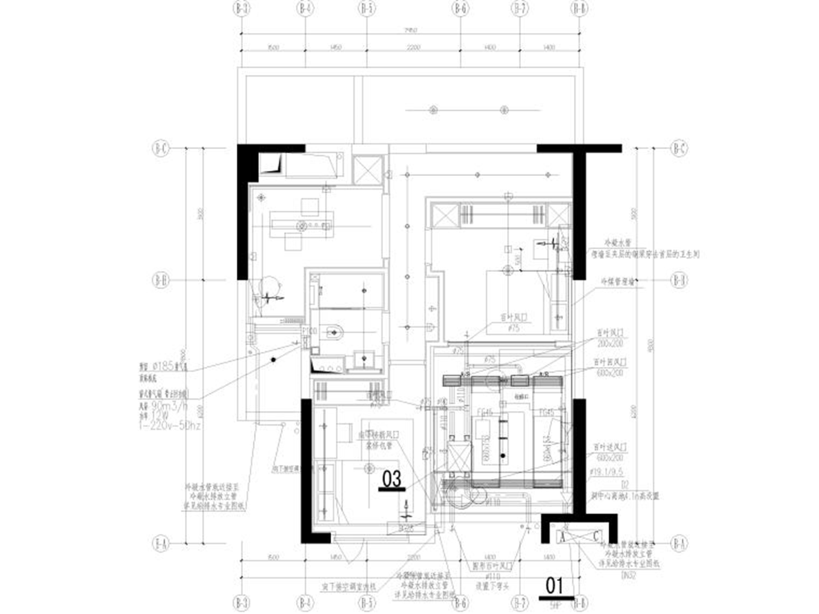 樣板間銷售中心首層暖通施工圖