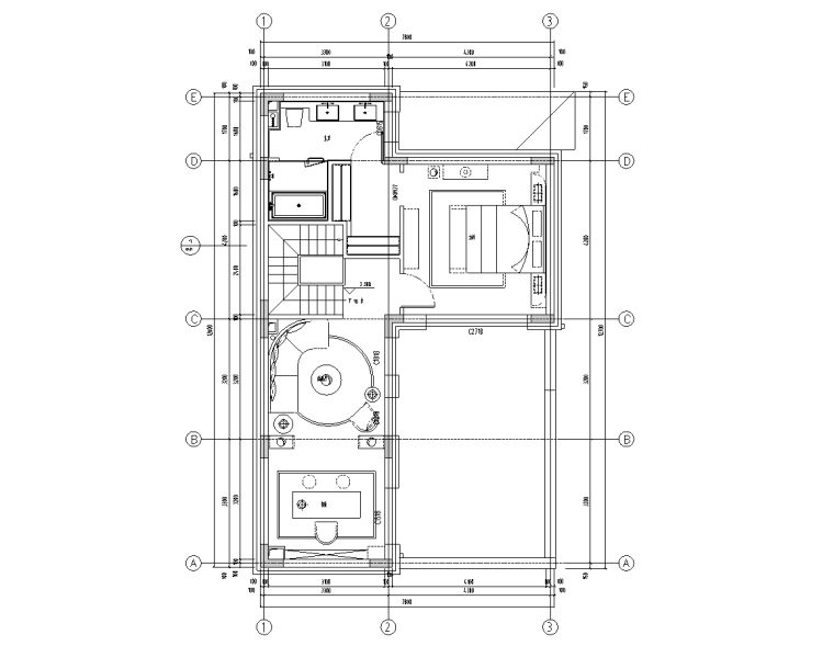 新中式二層合院別墅裝修施工圖CAD