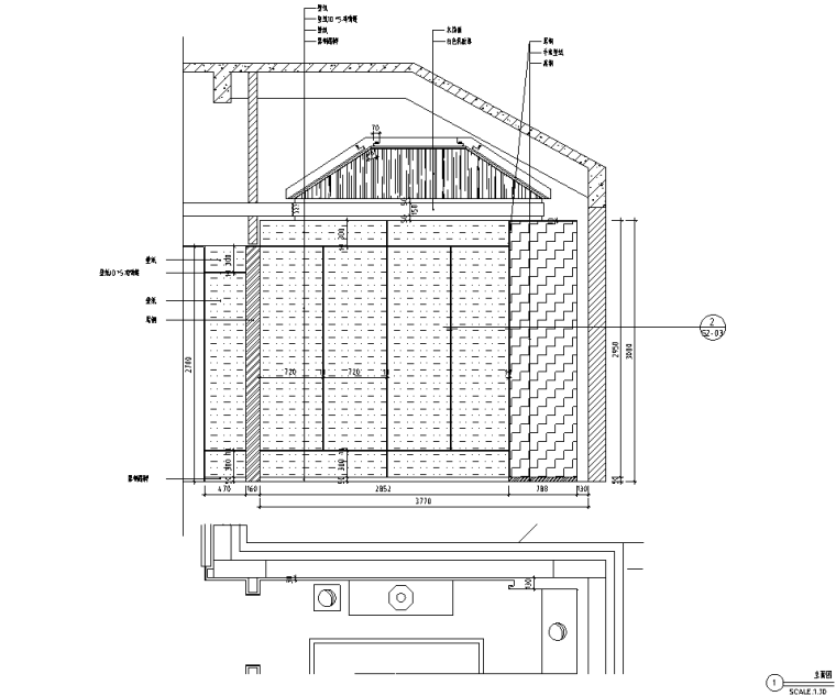 新中式二層合院別墅裝修施工圖CAD