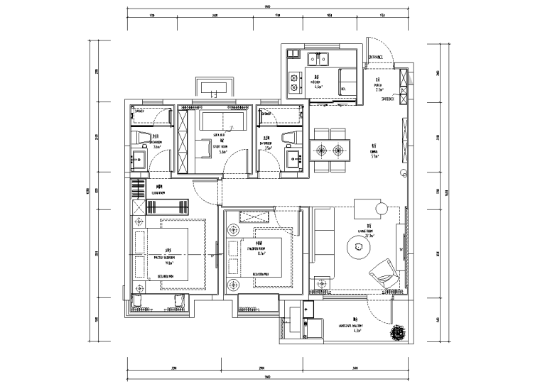 樣板房戶型圖設計+高清效果圖+施工圖