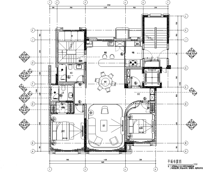 某公館住宅樣板間施工圖CAD設(shè)計(jì)