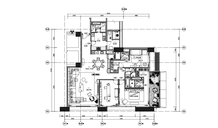 住宅塔樓樣板間裝修施工圖+材料清單