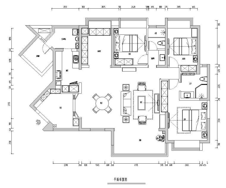 170㎡新中式+美式風(fēng)混搭住宅裝修施工圖