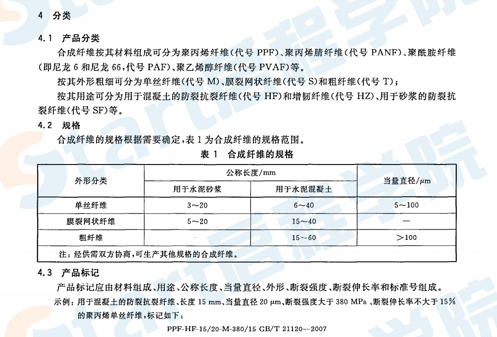 GBT21120-2007 水泥混凝土和砂浆用合成纤维