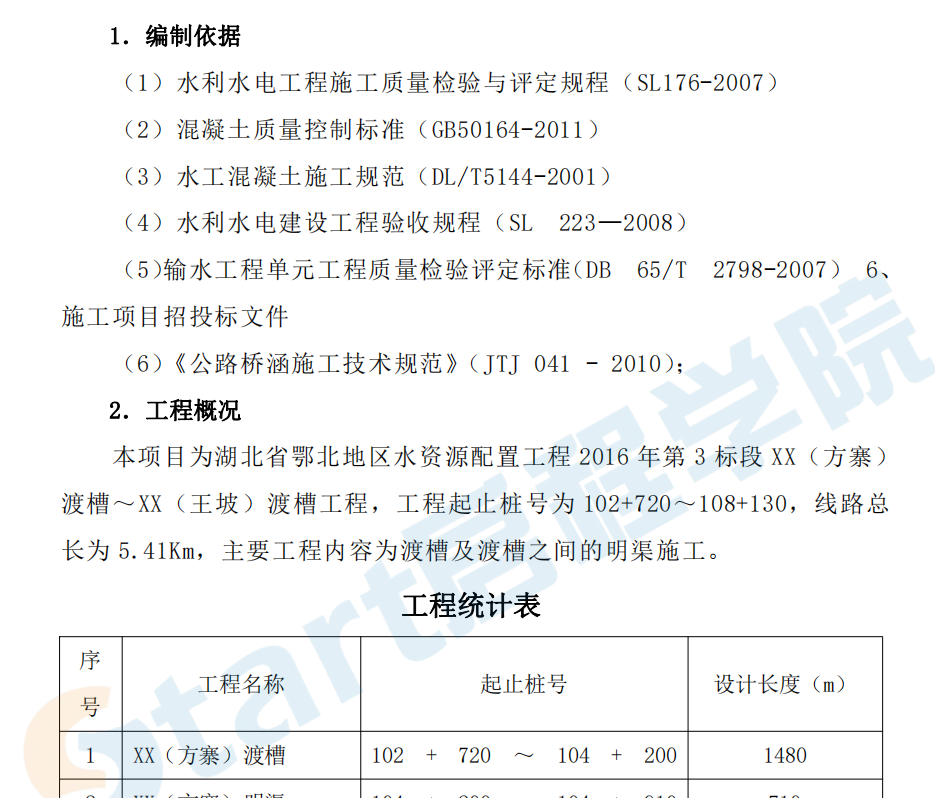 渡槽與明渠施工方案