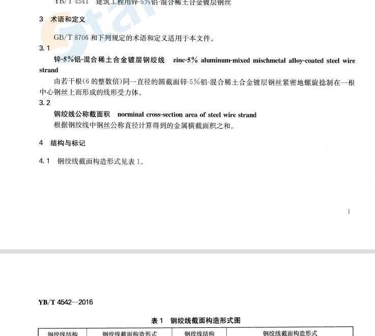 YBT 4542-2016 建筑工程用鋅-5%鋁-混合稀土合金鍍層鋼絞線