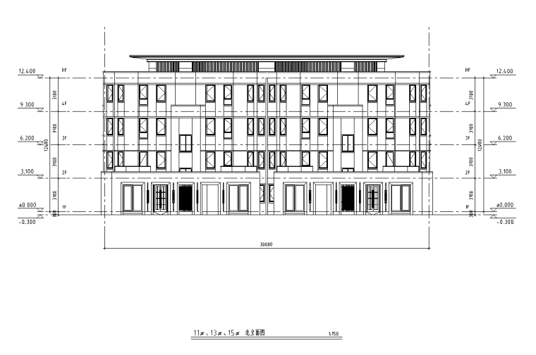 四層疊拼別墅160+180㎡CAD戶型圖