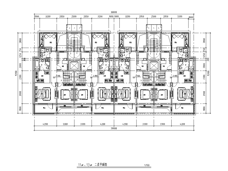 四層疊拼別墅160+180㎡CAD戶型圖