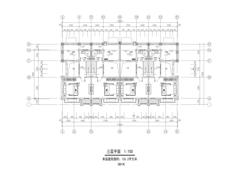 90套聯(lián)排獨棟別墅平面戶型設(shè)計