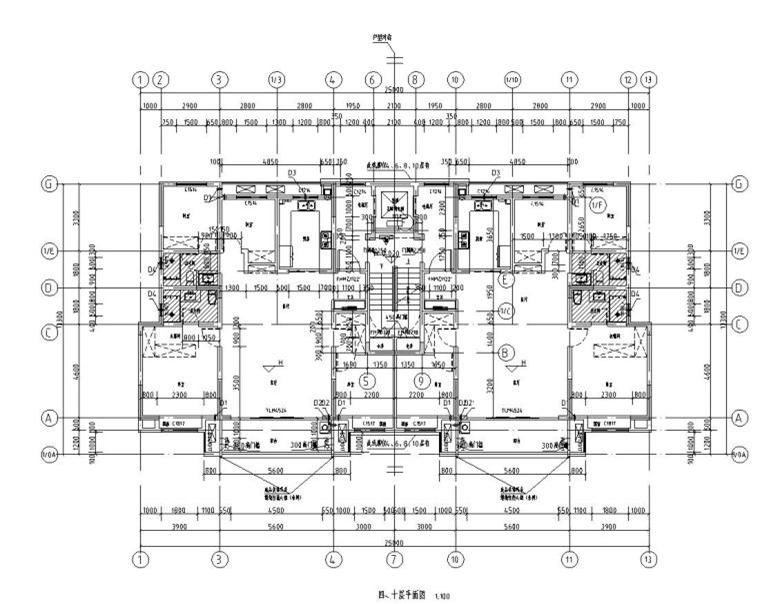 11層新中式風一梯兩戶142㎡住宅戶型圖設(shè)計