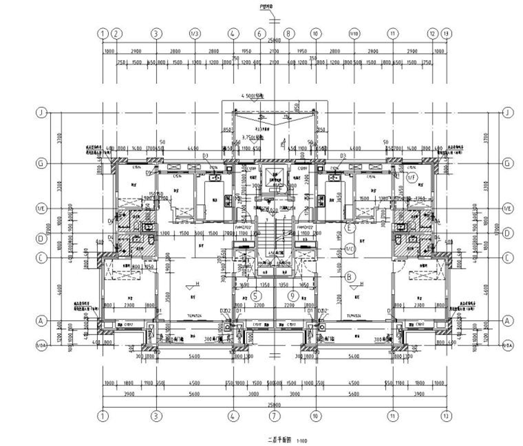 11層新中式風一梯兩戶142㎡住宅戶型圖設(shè)計