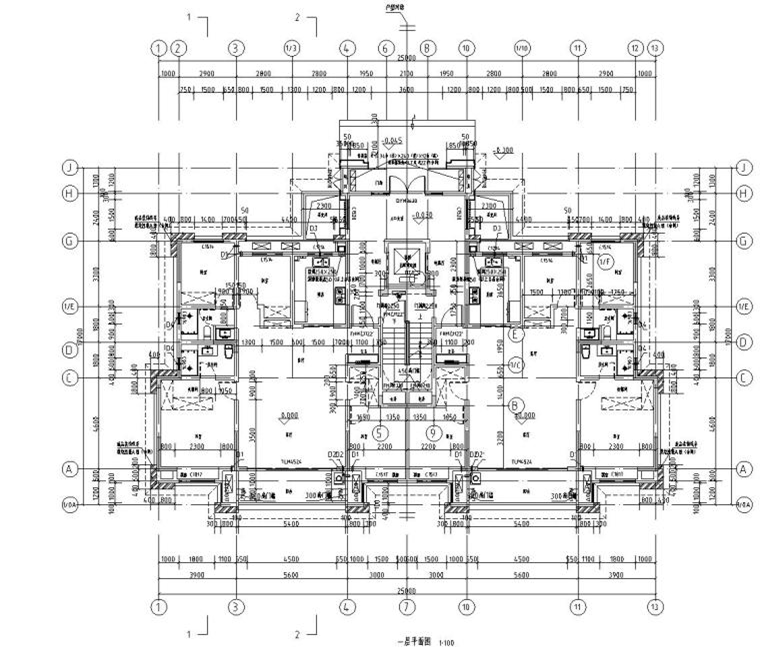 11層新中式風一梯兩戶142㎡住宅戶型圖設(shè)計