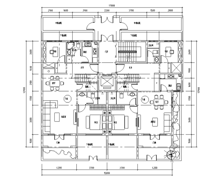 四層疊拼別墅-咬合疊拼戶型圖設計