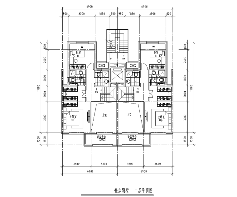 五层叠拼别墅120+130+135㎡户型图