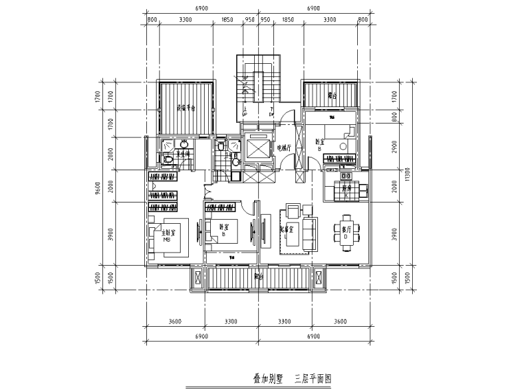 五层叠拼别墅120+130+135㎡户型图