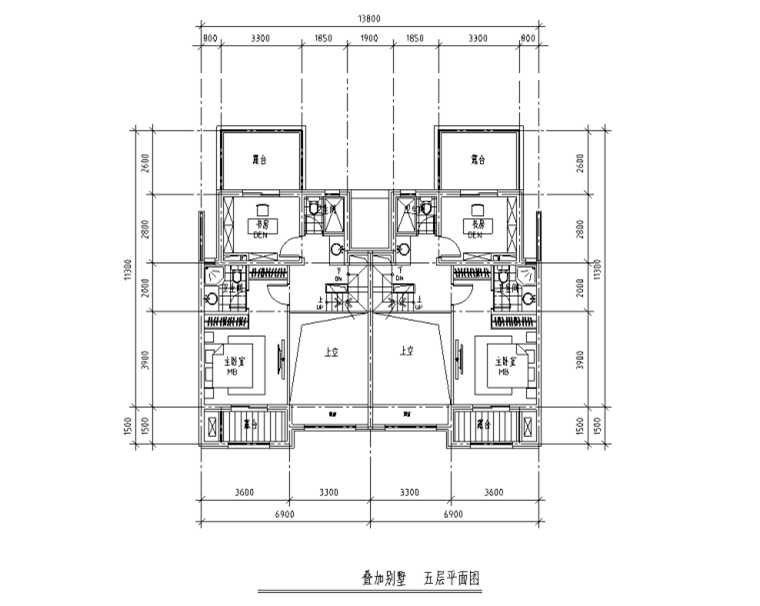 五层叠拼别墅120+130+135㎡户型图