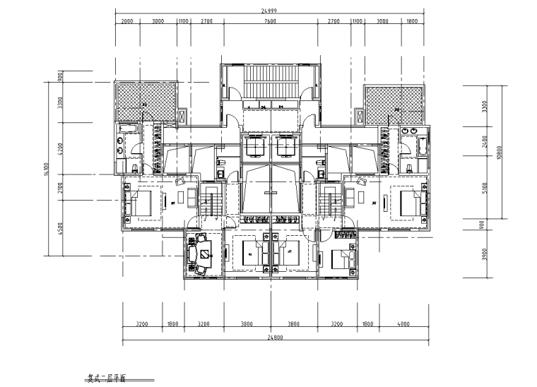 二梯四戶型端戶型圖設計