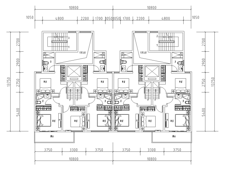 四層疊拼別墅115㎡戶型圖