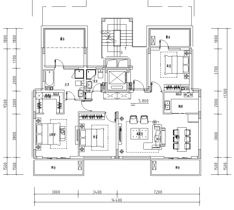 五層疊拼別墅 135+140㎡戶型圖