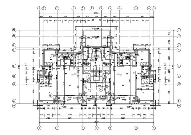 11層新中式風一梯兩戶128㎡住宅戶型圖設(shè)計