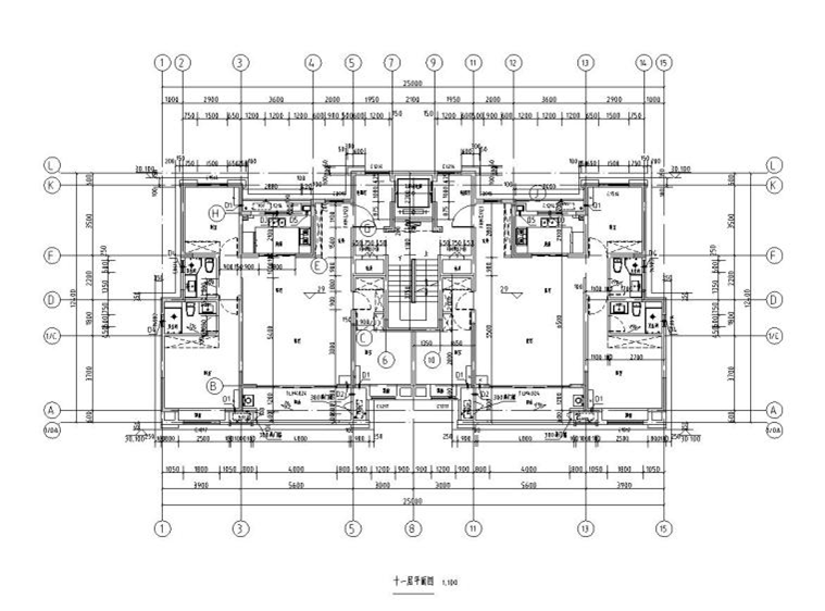 11層新中式風一梯兩戶128㎡住宅戶型圖設(shè)計