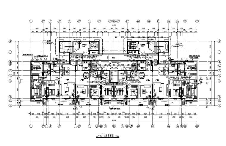 33層新中式風1梯4戶131+98㎡住宅戶型圖