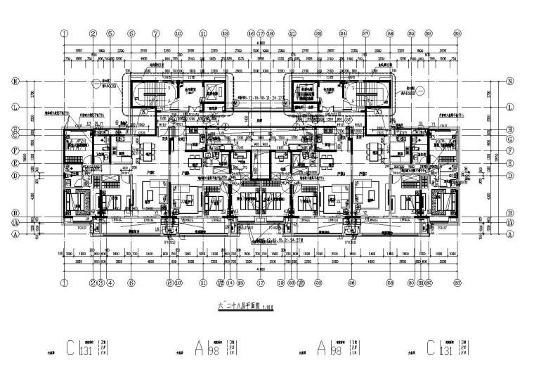 33層新中式風1梯4戶131+98㎡住宅戶型圖