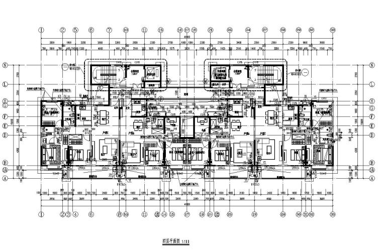 33層新中式風1梯4戶131+98㎡住宅戶型圖