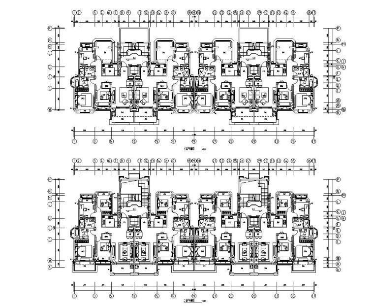 兩拼多層住宅洋房戶型圖設(shè)計(jì)