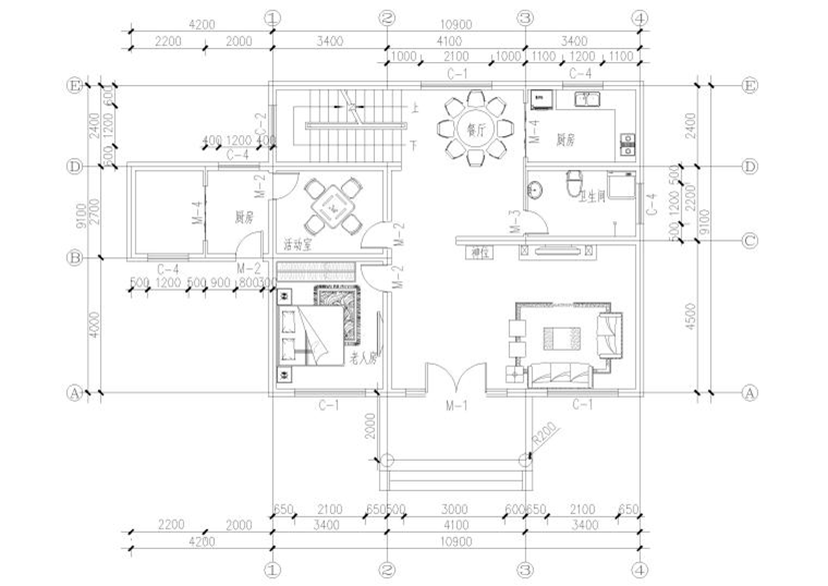 ​104㎡占地农村自建房二层独栋别墅施工图