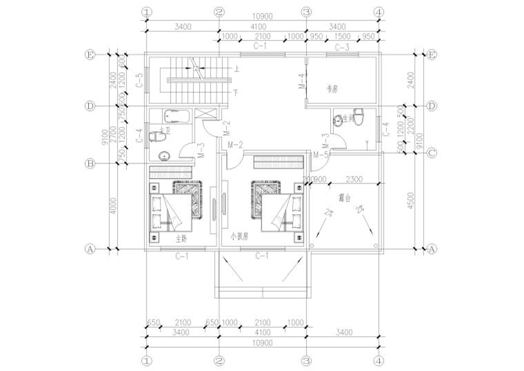 ​104㎡占地农村自建房二层独栋别墅施工图