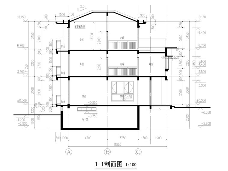 地上3層框剪結(jié)構(gòu)聯(lián)排別墅建筑施工圖