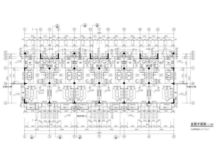 地上3層框剪結(jié)構(gòu)聯(lián)排別墅建筑施工圖